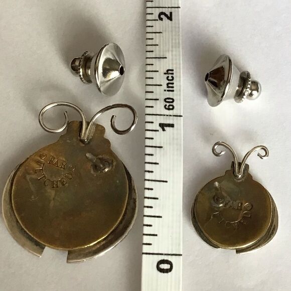 FAR FETCHED Vintage Metal 2 Piece Lady Bug Silver/Brass Brooch Set - Picture 2 of 4